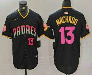 Men%27s San Diego Padres #13 Manny Machado Number Black 20th Anniversary Cool Base Stitched Jersey->san diego padres->MLB Jersey